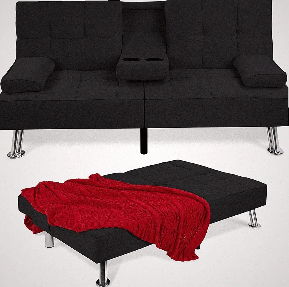 Linen Modern Folding Futon Reclining Sofa Bed Apartment Dorm W/Removable Armrest