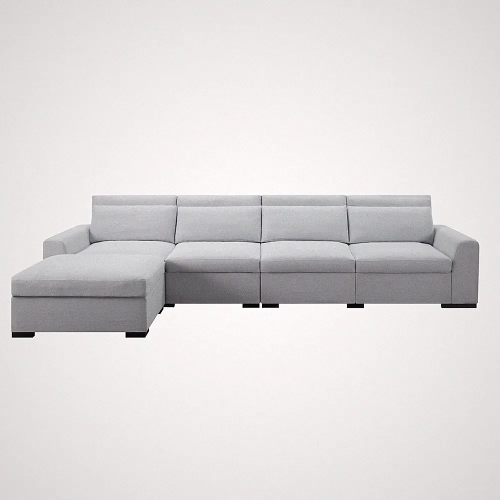 Linen Modular Sectional Sofa w/Ottoman 5-Seater Removable Covers Modular Design