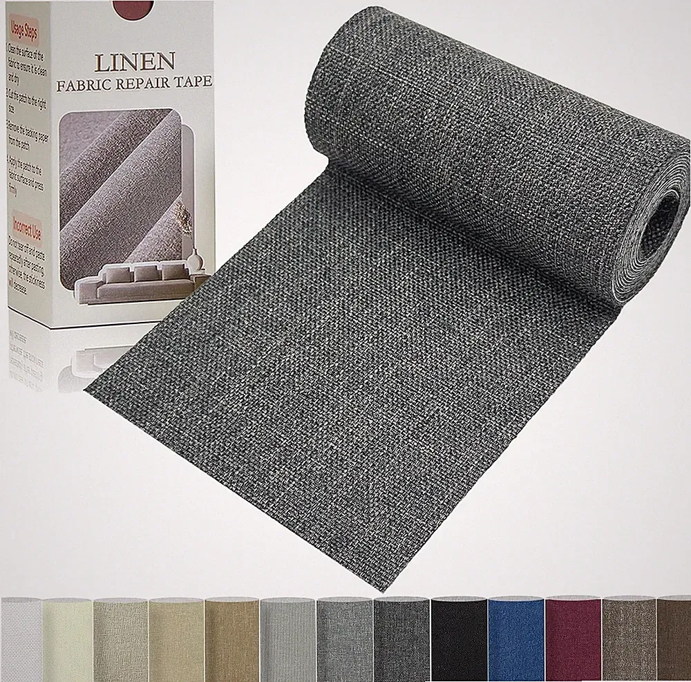 Linen Repair Tape Fabric Patch Self Adhesive Furniture Sofa Bed Curtain Grey...