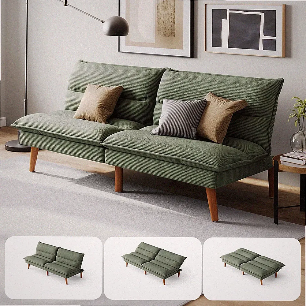 LINSY HOME Futon Sofa Bed - Convertible Corduroy Futon Couch Bed with Adjusta...
