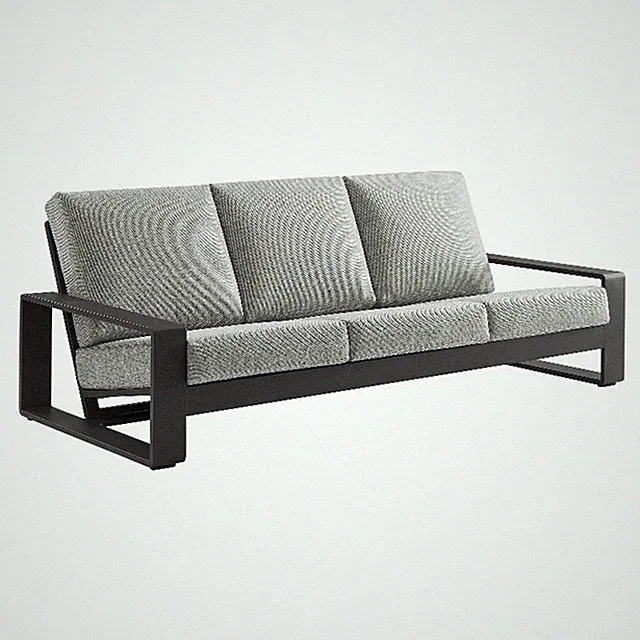 Lirienne Outdoor Patio Aluminum Sofa in Light Gray Gray