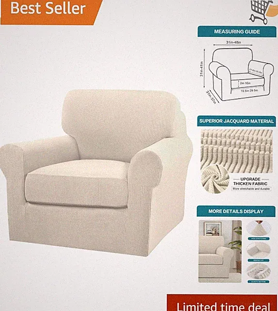Living Room Armchair Couch Cover 85% Polyester 15% Spandex Stretch Washable