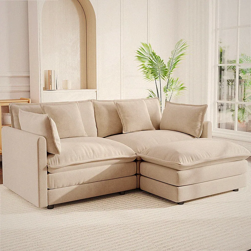Living Room Chenille 2 Seater Loveseat Sofa L-Shape Sectional Couch Bedroom Sofa