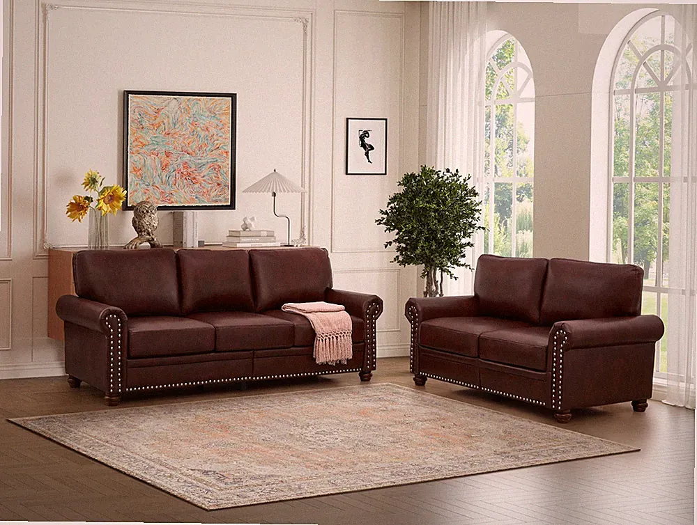 Living Room Sofa with Storage Sofa 2+3 Sectional Burgundy Faux Leather
