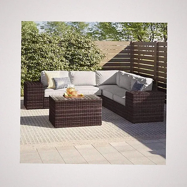 Living Source 8-piece Wicker / Rattan Sectional Set with Cushions in Gray