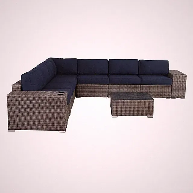 Living Source International 10-Piece Sectional Set with Cushions in Navy Blue