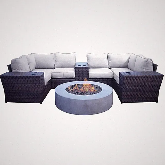 Living Source International 10-Piece Wicker Sectional Set w/Cushions in Gray