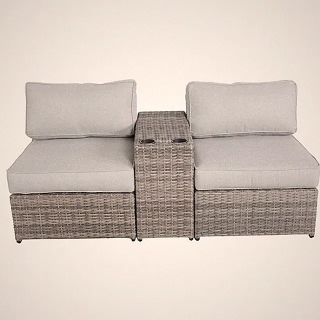 Living Source International 3-Piece Wicker/Rattan Sectional Seating Group - Gray