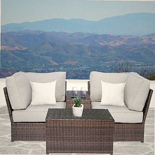 Living Source International 4-Piece Wicker / Rattan Seating Group in Brown