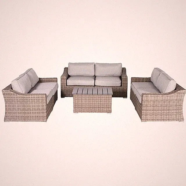 Living Source International 7-Piece Modern Rattan Sofa Set with Cushions in Gray
