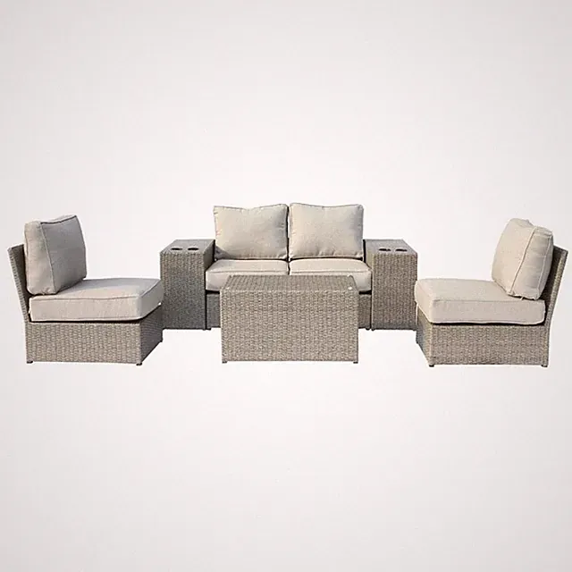 Living Source International 7-Piece Outdoor Seating Set with Cushion in Gray