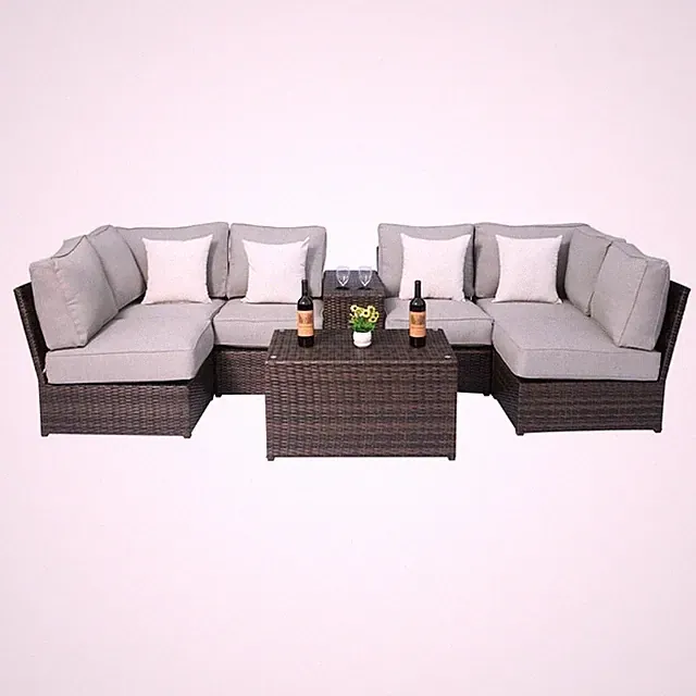 Living Source International 8-Piece Outdoor Conversation Set in Espresso