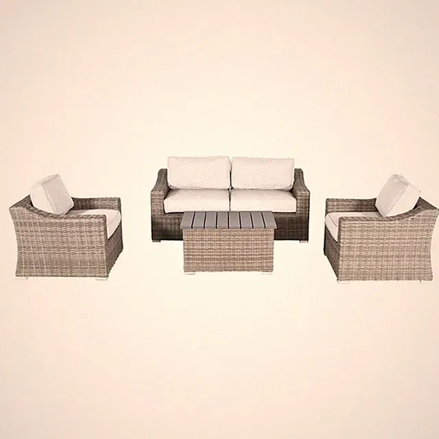 Living Source International Wicker and Olefin Dayse Seating Group in Gray