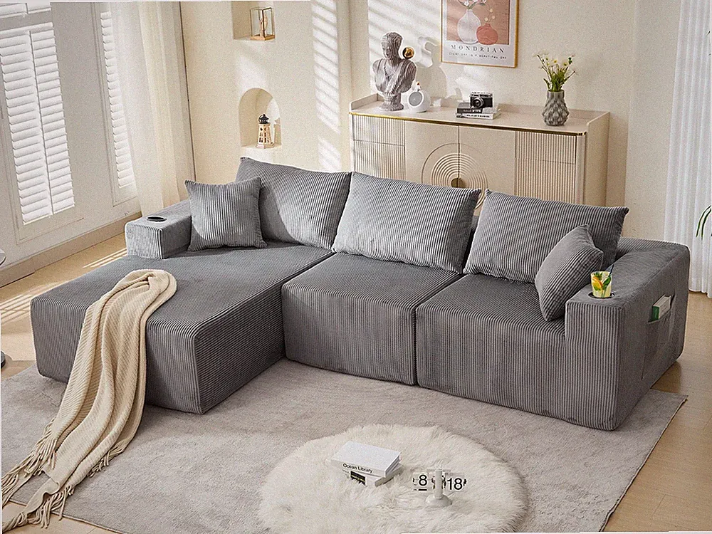 LOCAME Modular Sectional Sofa Couch, Convertible Floor Sofa Lounger with Pillows