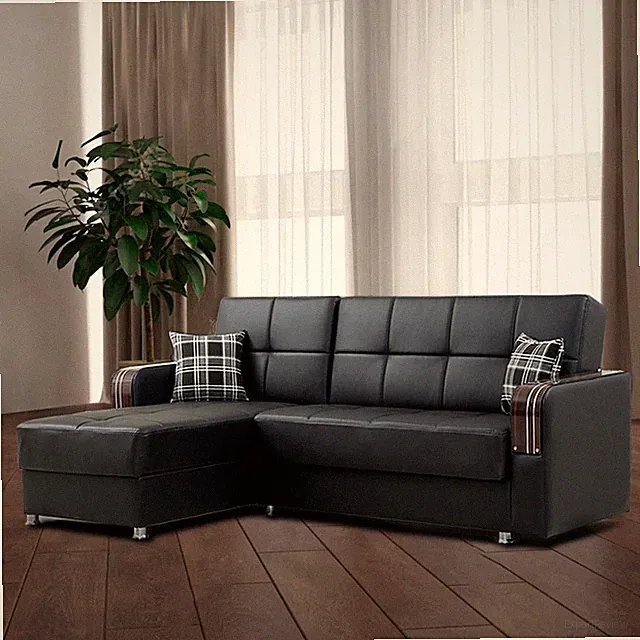 London Black Reversible Sectional Sofa