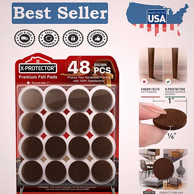 Long-lasting 48 Felt Floor Protectors for Wood and Laminate Furniture