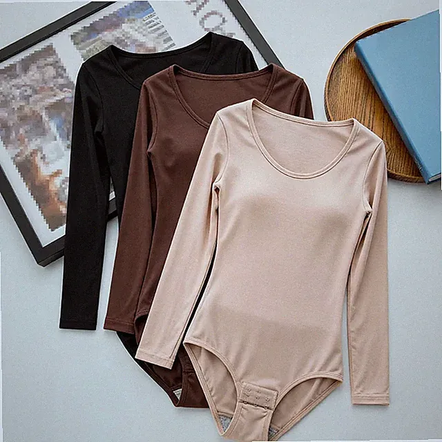 Long Sleeve Shapewear Bodysuit Women Tummy Control Open Crotch Body Shaper
