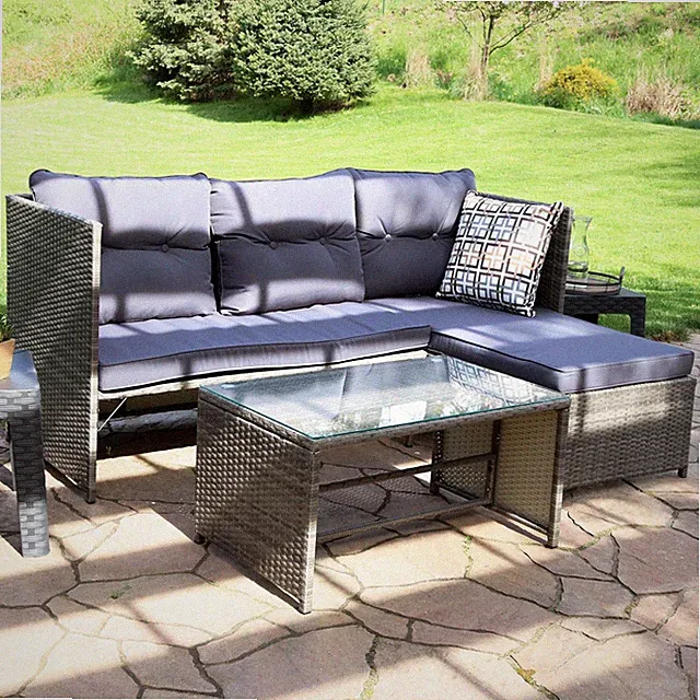 Longford Resin Wicker Patio Sectional Conversation Set - Charcoal by Sunnydaze