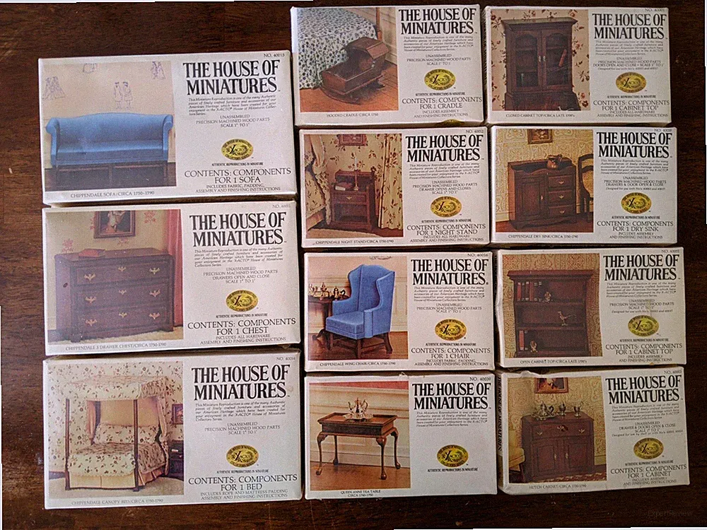 Lot of 11 The House of Miniatures X-Acto Sofa Chest Bed Cradle Chair Sink Sealed