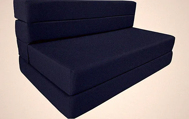 Lounger Folding Foam Mattress, Foldable Studio Chair Bed 6 x 48 x 80 Navy