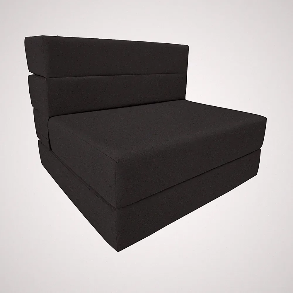 Lounger Folding Foam Mattress, Portable Sleepover Sofa Bed 6 x 32 x 80 Black