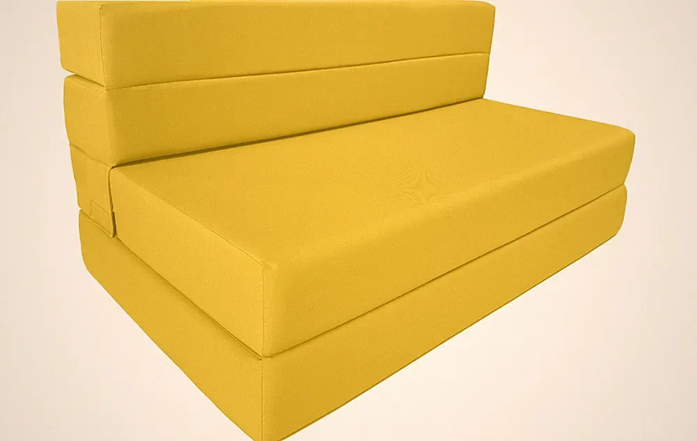 Lounger Folding Foam Mattress, Portable Sleepover Sofa Bed 6 x 48 x 80 Yellow
