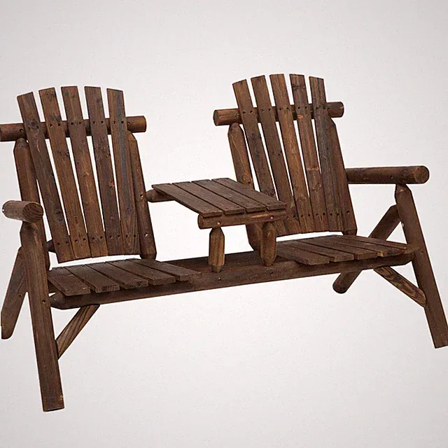 Lounging-Optimized Patio Bench 61.5x32.75x37.5 with Mid Section Table