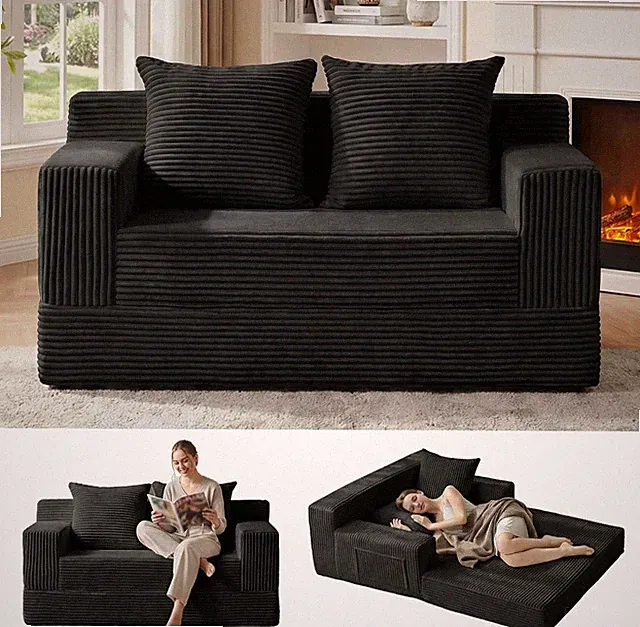 Loveseat Boneless Convertible Sofa Bed, Folding Floor Futon Sleeper Sofa Couch B