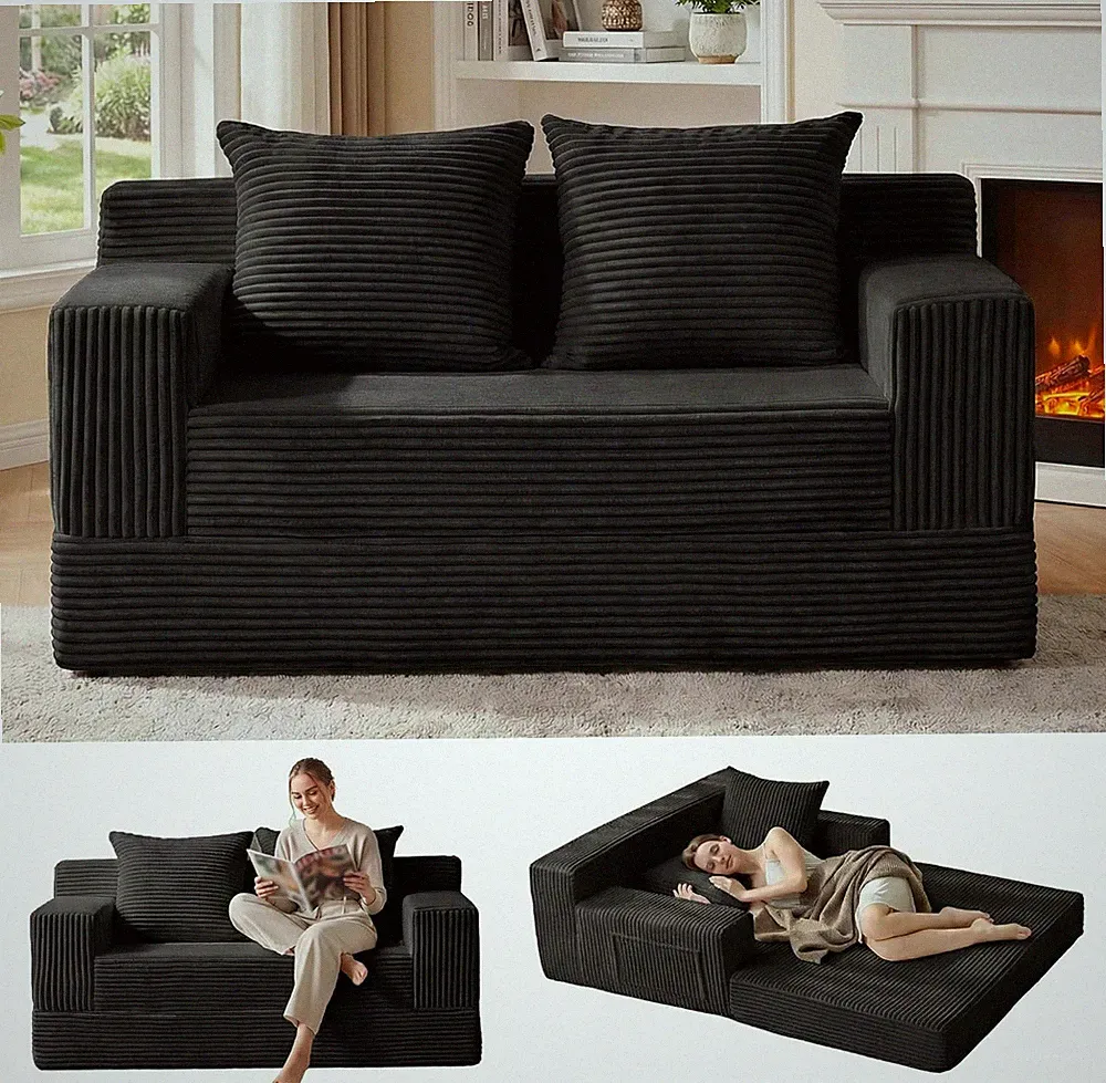Loveseat Boneless Convertible Sofa Bed, Folding Floor Futon Sleeper Sofa Couch B