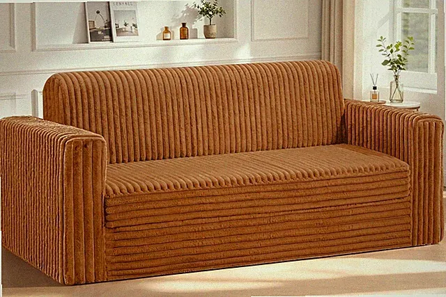Loveseat Boneless Couch 4-in-1 Convertible Sofa Bed X-Large Orange