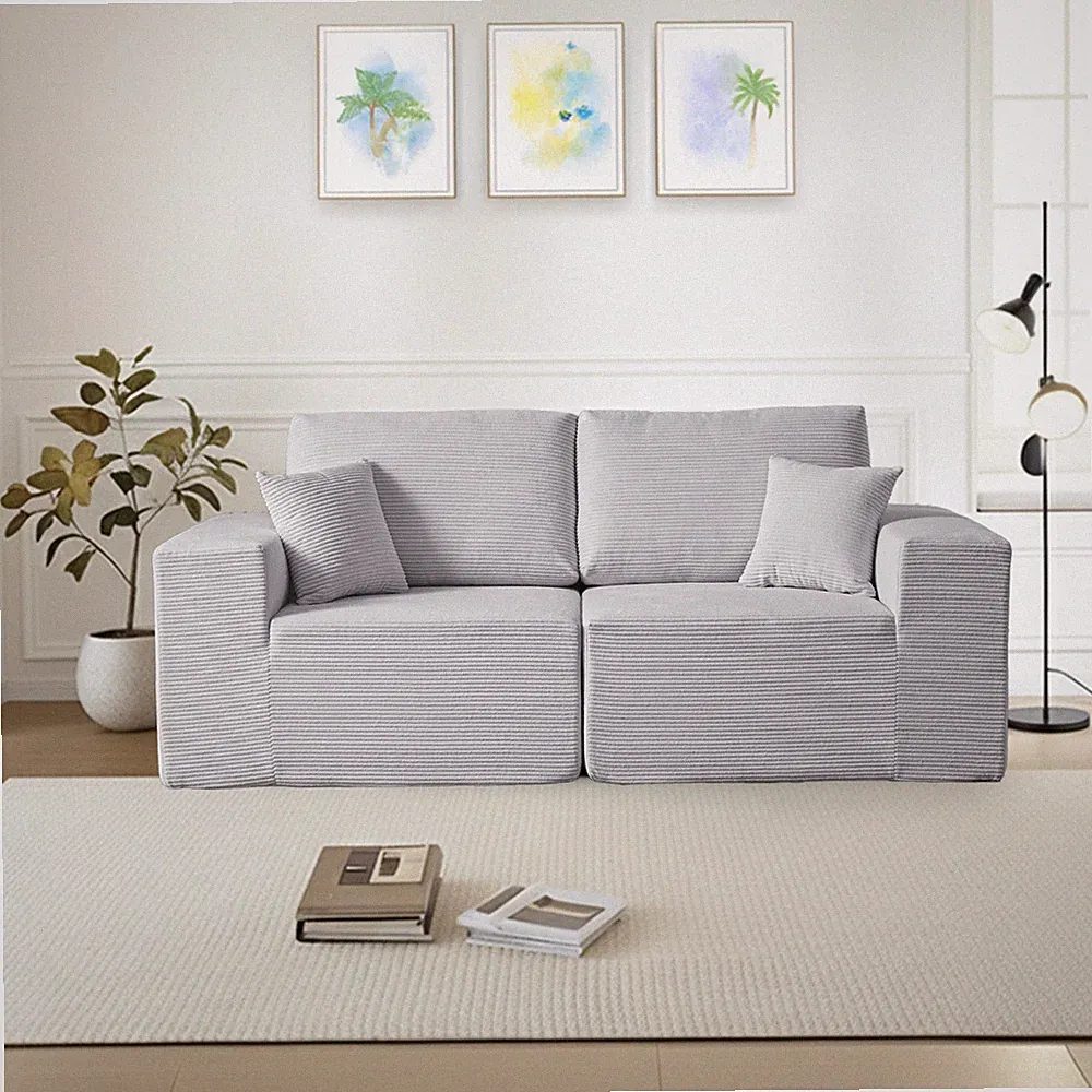 Loveseat Boneless Couch,Modular Sectional Sofa, with Pillows & Deep Seat, Uphols