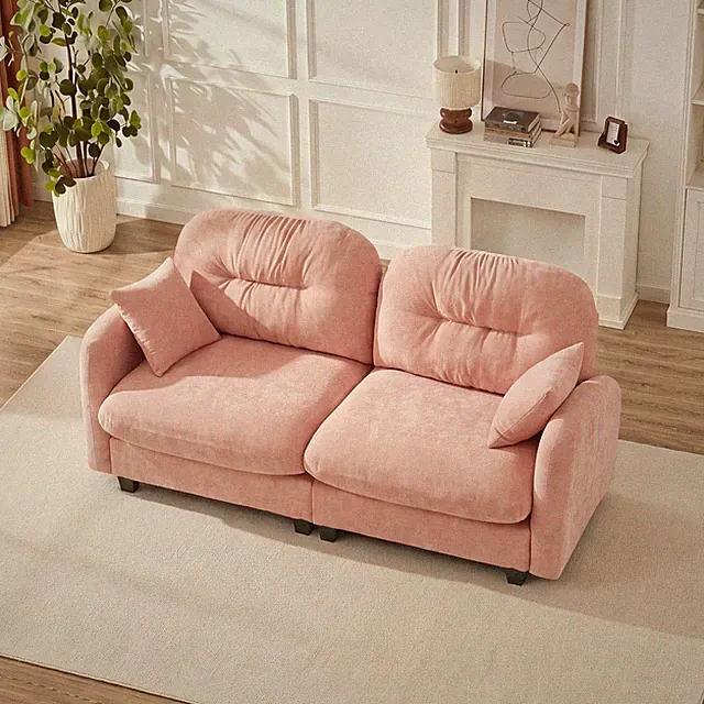 Loveseat Cloud Sectional Couches Chenille Fabric,Quilted Pleated Design, Ergono