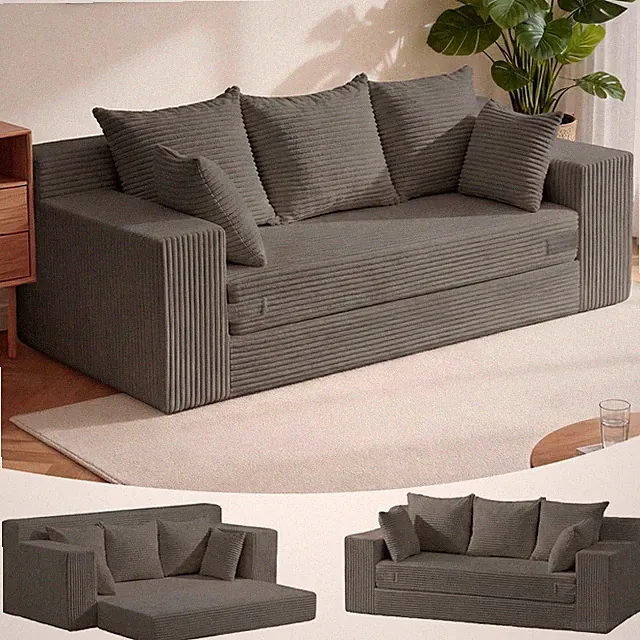 Loveseat Convertible Sofa Bed 70 3 Seater Pull Out Grey Winzoo Oversized Gray