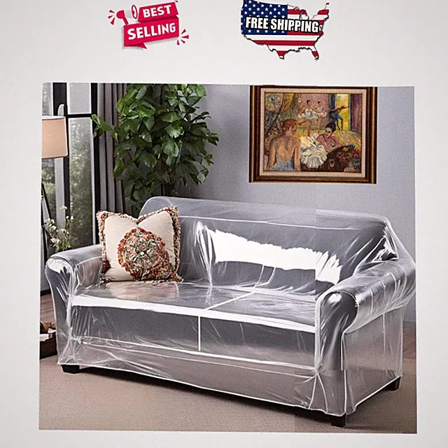 Loveseat Cover Clear Plastic Waterproof Protector for 2 Seat Sofa Pet Dust Proof