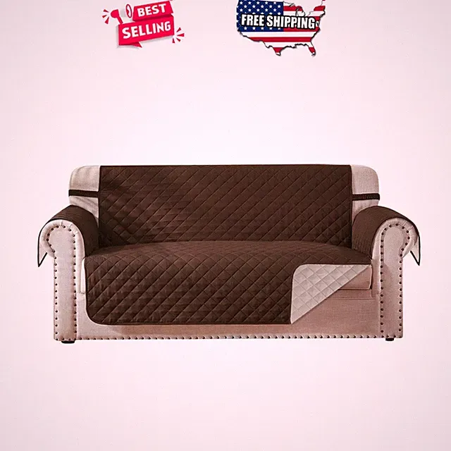 Loveseat Cover for Dogs 54" Reversible Water Resistant Sofa Protector Chocola...