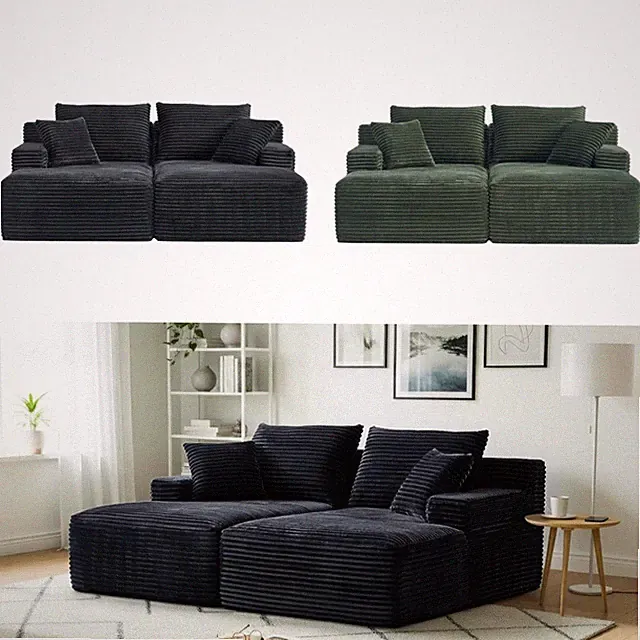 Loveseat Lounge Sofa Chair Sectional Double Chaise Lounge Corduroy Lazy Couch