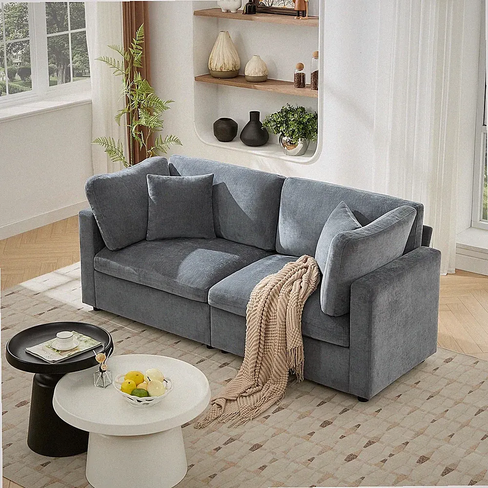 Loveseat Modular Sectional Sofa Oversized Cloud Washable Faric Cover 2-Seat Grey