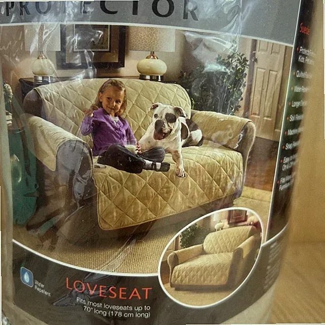Loveseat Pet Furniture Protector Natural Brown Quilted Faux Suede 88x75.5”
