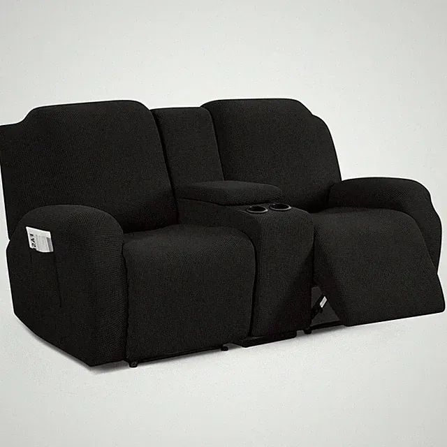 Loveseat Recliner Cover with Middle Console, Stretch Loveseat Cover for 2 Sea...