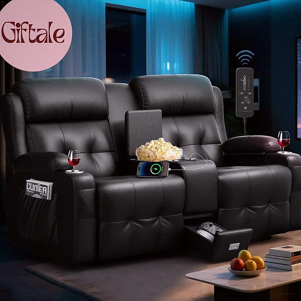 Loveseat Recliner Sofa, Home Theater Seating Massage Reclining Couch with USB, C