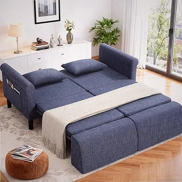 Loveseat Sleeper Sofas with Pull Out Couch Bed, Removable Backrest, Storage Pock