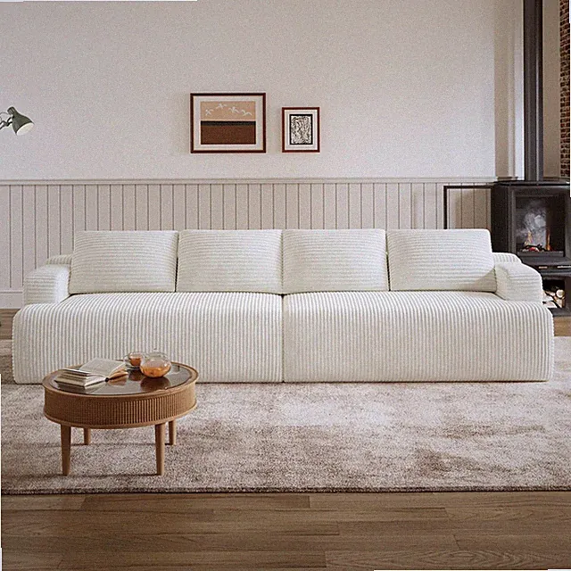 Loveseat Sofa 118 Corduroy Beige Living Room Novilla B-F65006-L-OW-AD