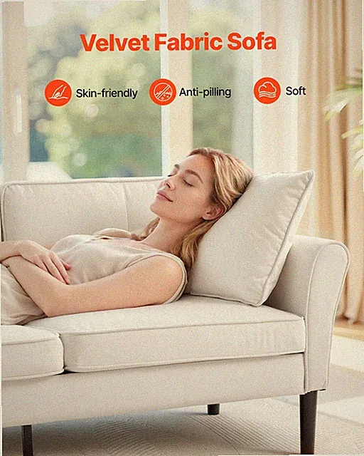 Loveseat Sofa, 69-Inch Small Sofa Couch for Living Room, White