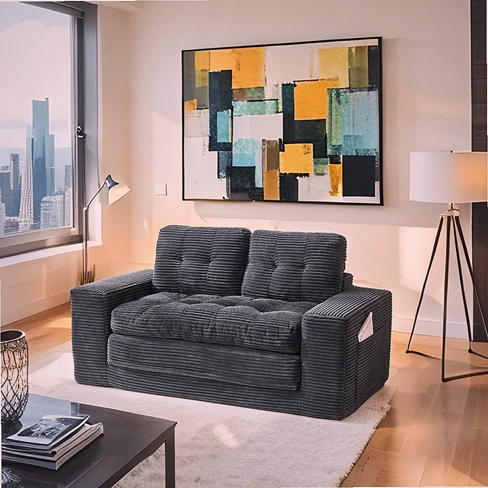 Loveseat Sofa Bed w/Memory Foam & Steel Frame-No Assembly,Convertible 2-in-1