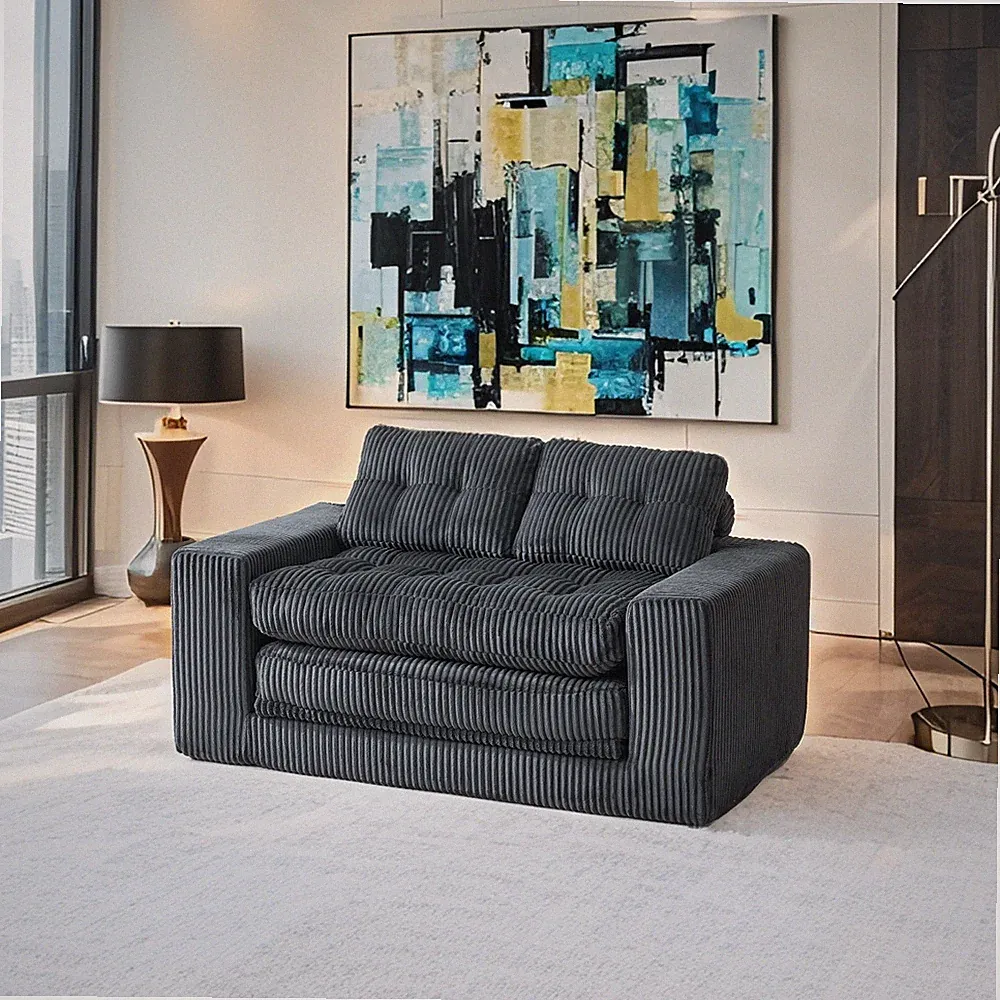 Loveseat Sofa Bed w/Memory Foam & Steel Frame-No Assembly,Convertible 2-in-1 De