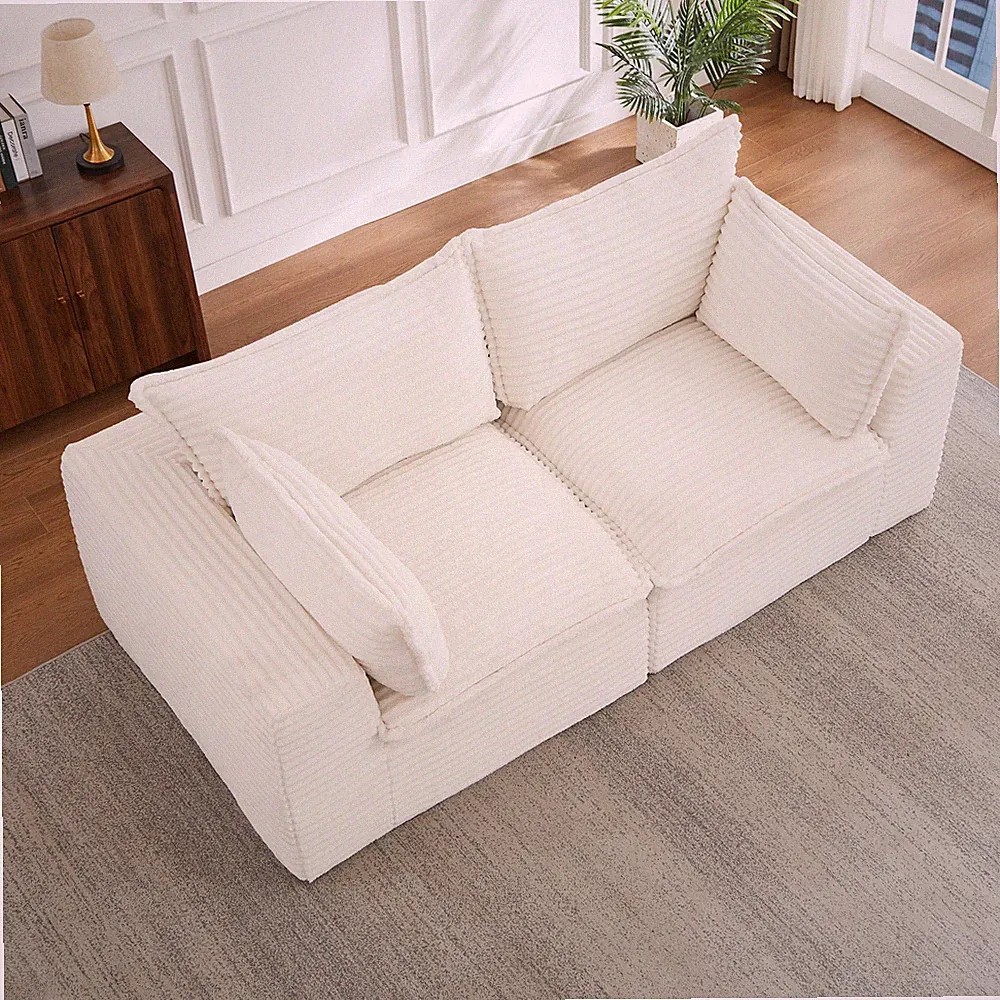 Loveseat Sofa, Cloud Boneless Couches for Living Room, Modern Modular Section