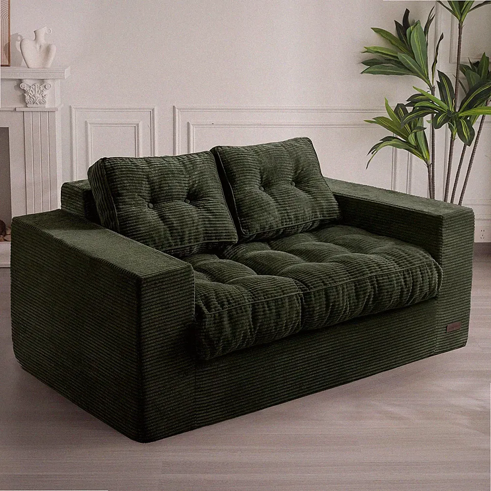 Loveseat Sofa Couch for Living Room, Boneless Couch with Tufted Cushion & Bac...