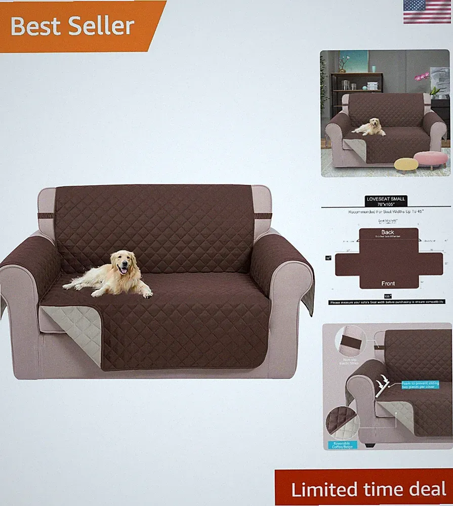 Loveseat Sofa Cover Reversible Couch Covers for 2 Cushion Couch for Dogs Frie...