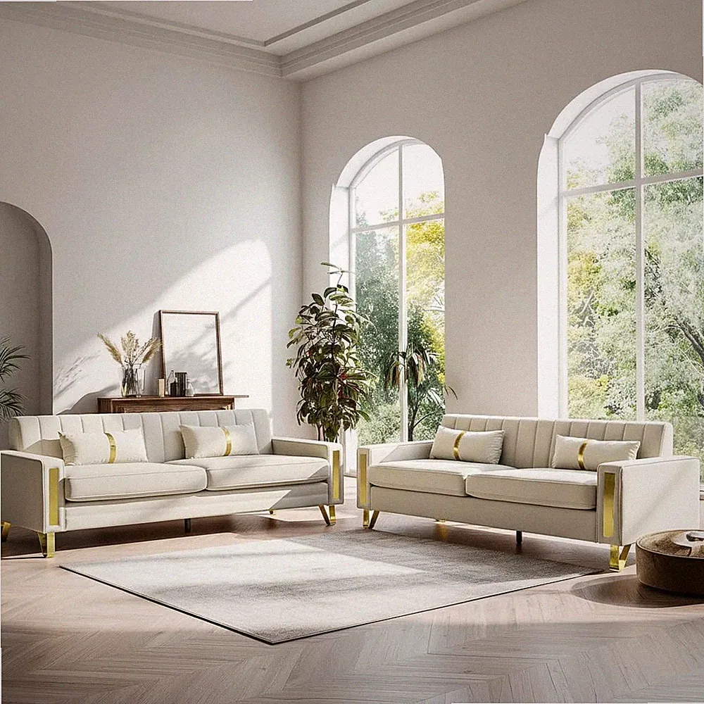 Loveseat Sofa for Living Room Set of 2, 2 Pcs 86" 3-Seater Velvet Sofa Couch wit