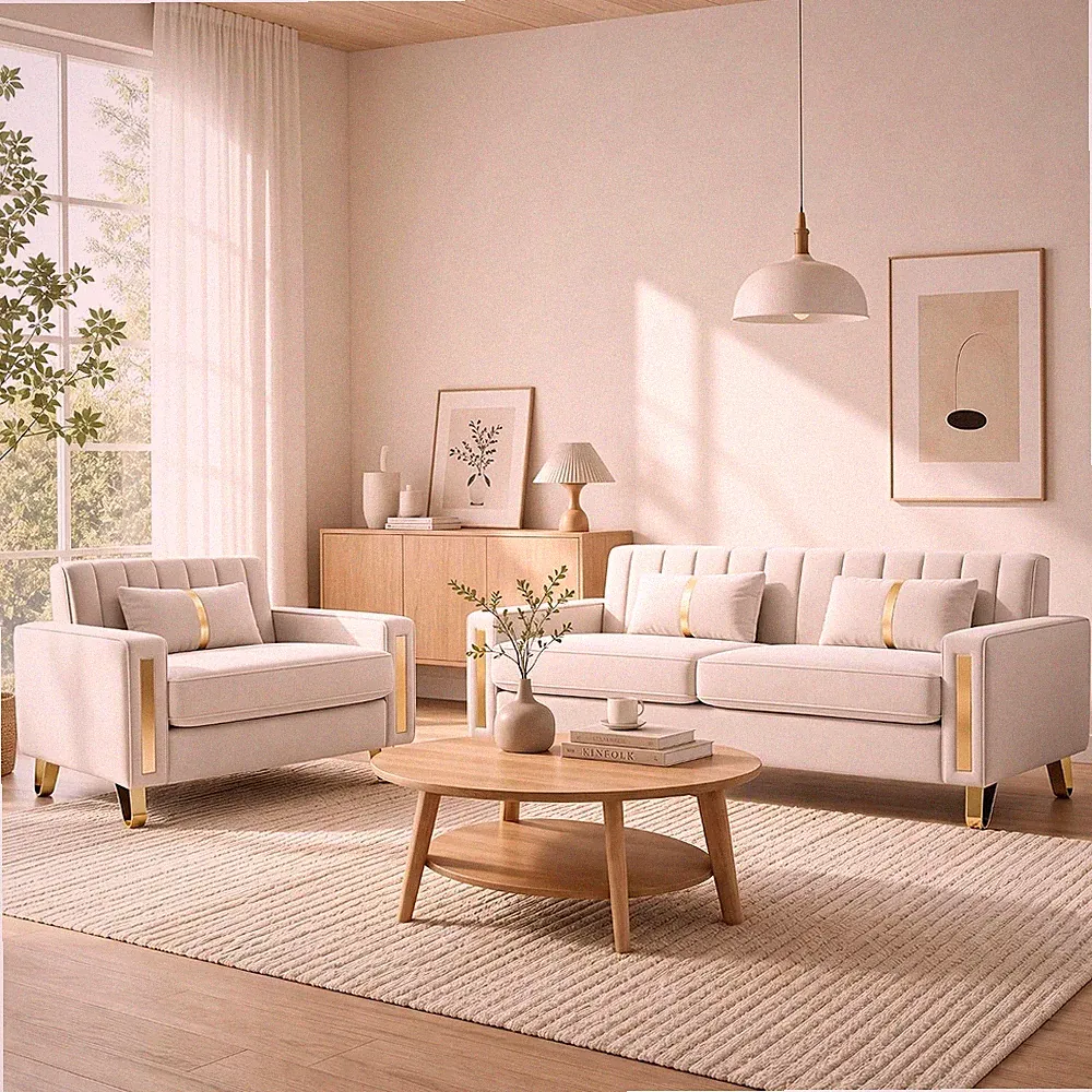 Loveseat Sofa for Living Room Set of 2, 86" 3-Seater Velvet Couch and Armchair w